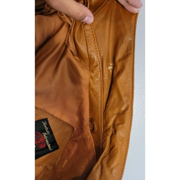 Vintage 70/80s Fantastic Intl Brown Leather Blazer Jacket Size 36 Korea RN46596 - Picture 10 of 15